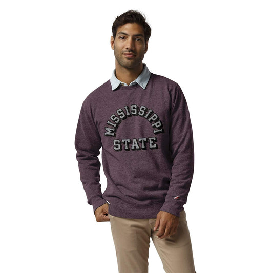 NCAA Mississippi State Bulldogs Unisex Heritage Classic Crew, Heather Varsity Maroon - Front-4298B-SVP, X-Large