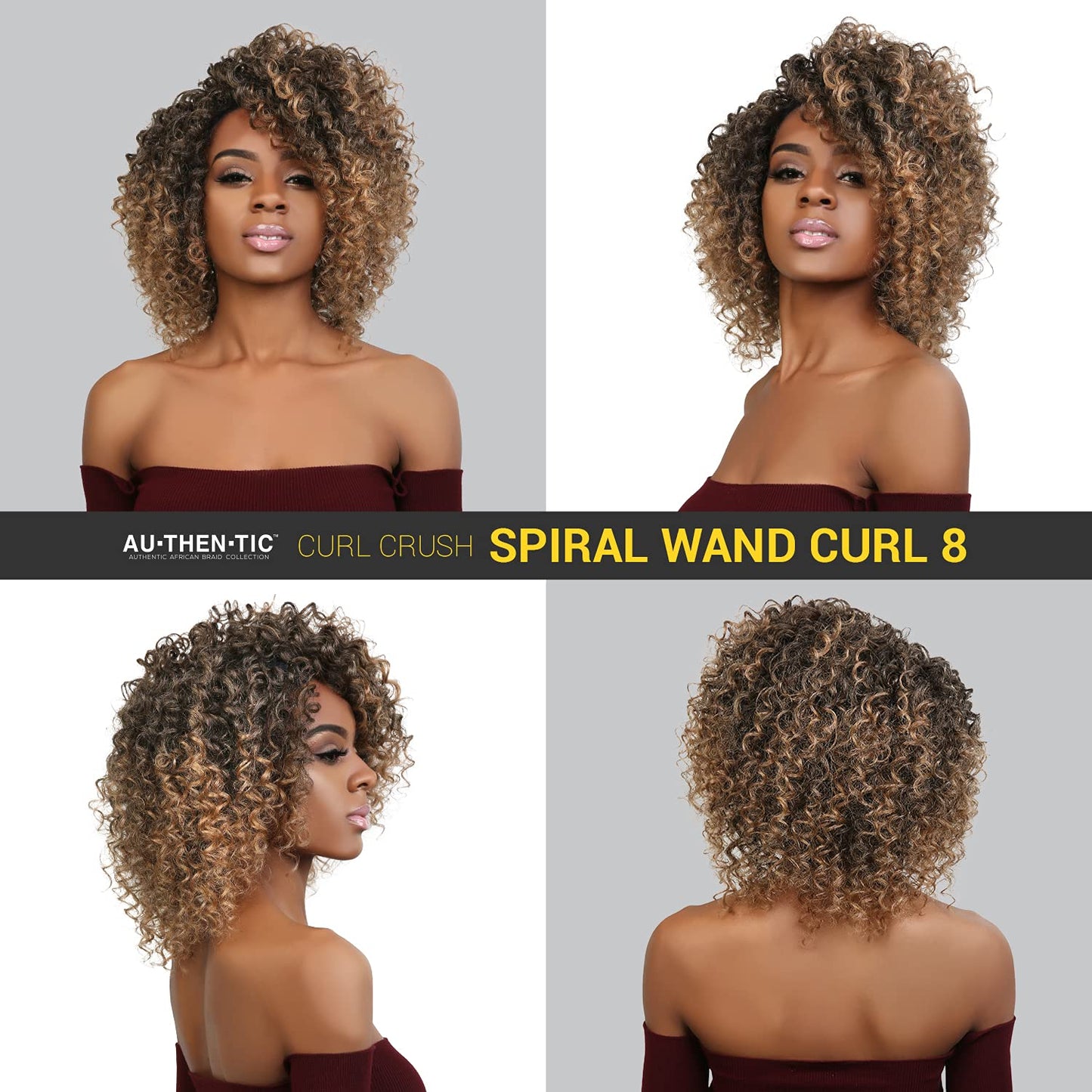 6 Bundle (3 Pack) 8 Inch AU-THEN-TIC 2X Spiral Wand Curl Crochet Braids Jamaican Bounce Curly for Black Women Syntheric Hair Extensions FreeKalon Fiber (3-Pack, 1-Jet Black)