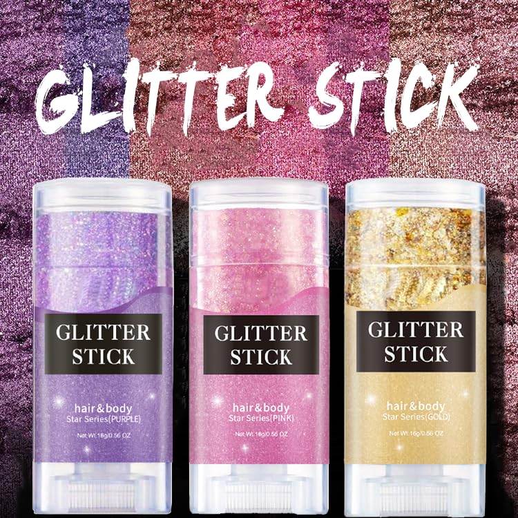Green Face Glitter Stick,Holographic Sequins Paint Sparkling Body Glitter Gel Makeup for Women. (Green face Glitter Stick)
