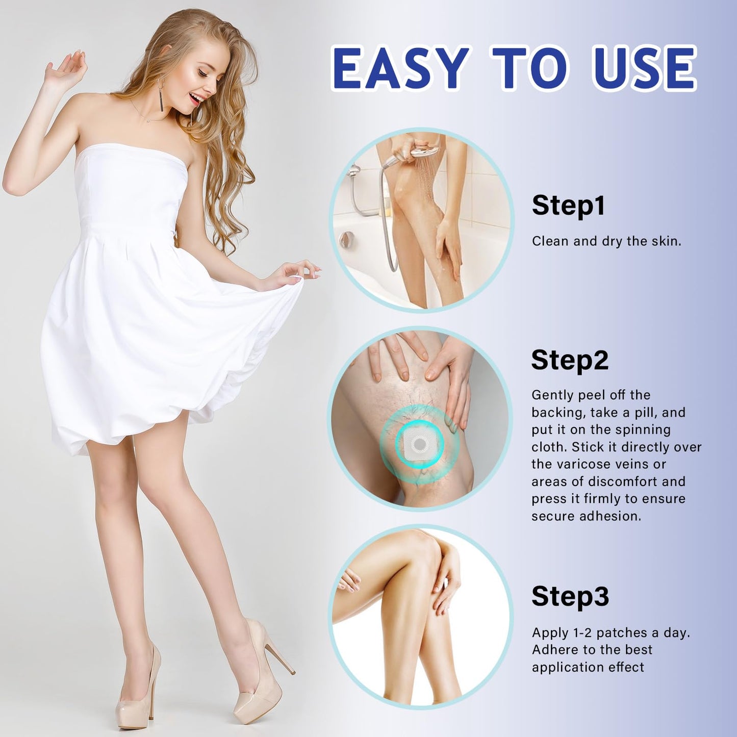 Varicose Veins Treatment for Legs, 20 PCS Effective & Natural Varicose Veins Treatment Patches Soothe Varicose & Spider Veins, Varicose Veins Treatment for Legs Swollen & Restless