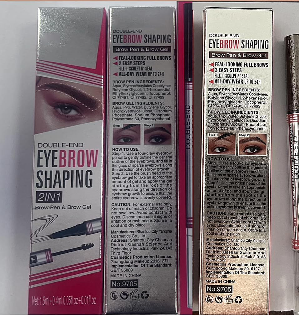 2024 New 2-in-1 Eyebrow Pencil with Gel,Waterproof Magic Eyebrow Pencil,Dual-Ended 3D Microblading Eyebrow Pen with 4 Tip & Eyebrow Brush, Makeup Long-Lasting Eyebrow Pen for Women (Light Brown)