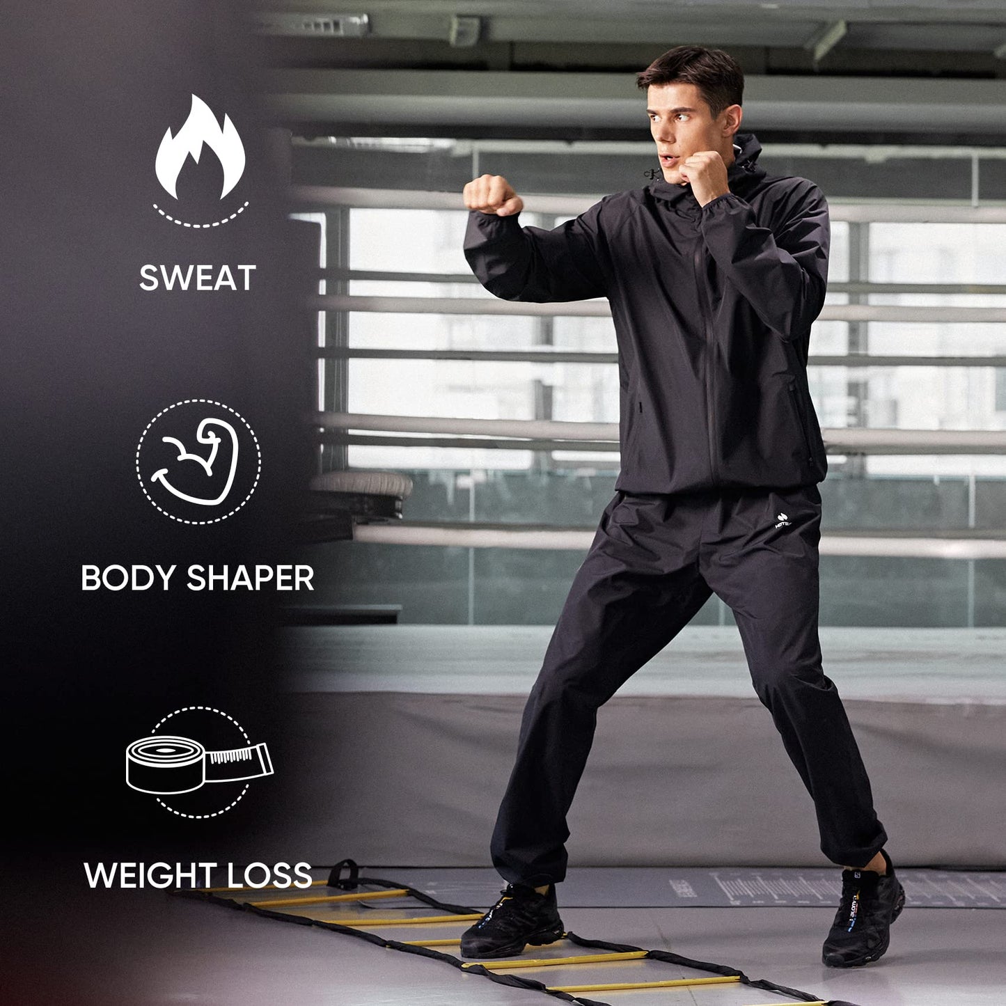 HOTSUIT Sauna Suit for Men Weight Loss Sweat Suit Boxing Exercise Sweat Sauna Jacket Pants