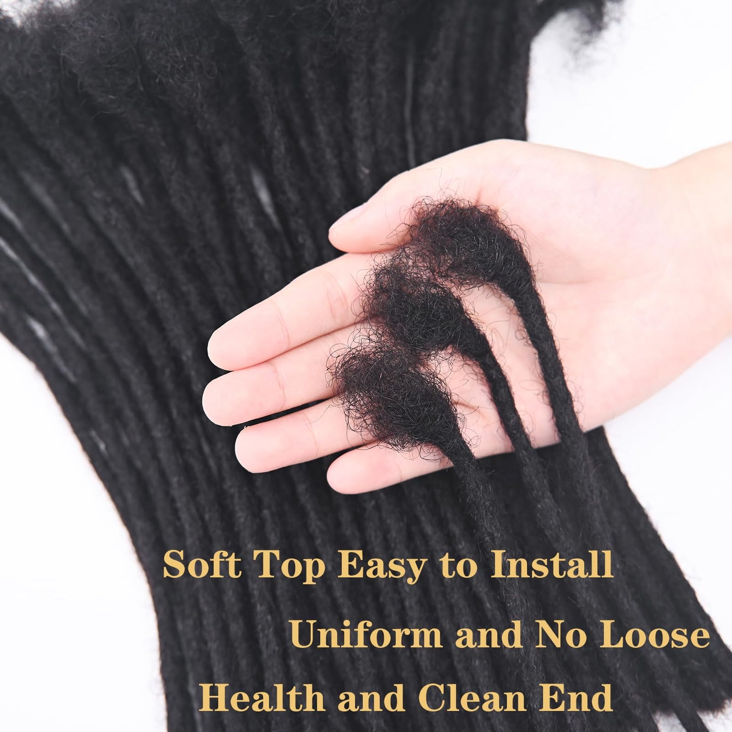 4 inch 0.4cm Thickness Loc Extensions Human Hair 100 Strands Dreadlock Extensions Human Hair For Women Men 100% Full Handmade Permanent Loc Extensions Can Be Dyed And Bleached Curled (Natual Black)