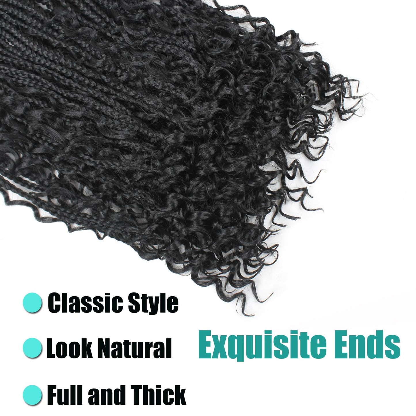 9 Pack Boho Braids Crochet Hair - 24 Inch Pre-looped Goddess Box Braids Crochet Hair Bohemian Crochet Boho Box Braids Crochet Braids With Curly Ends Synthetic Crochet Hair for Women（24 Inch,1B)