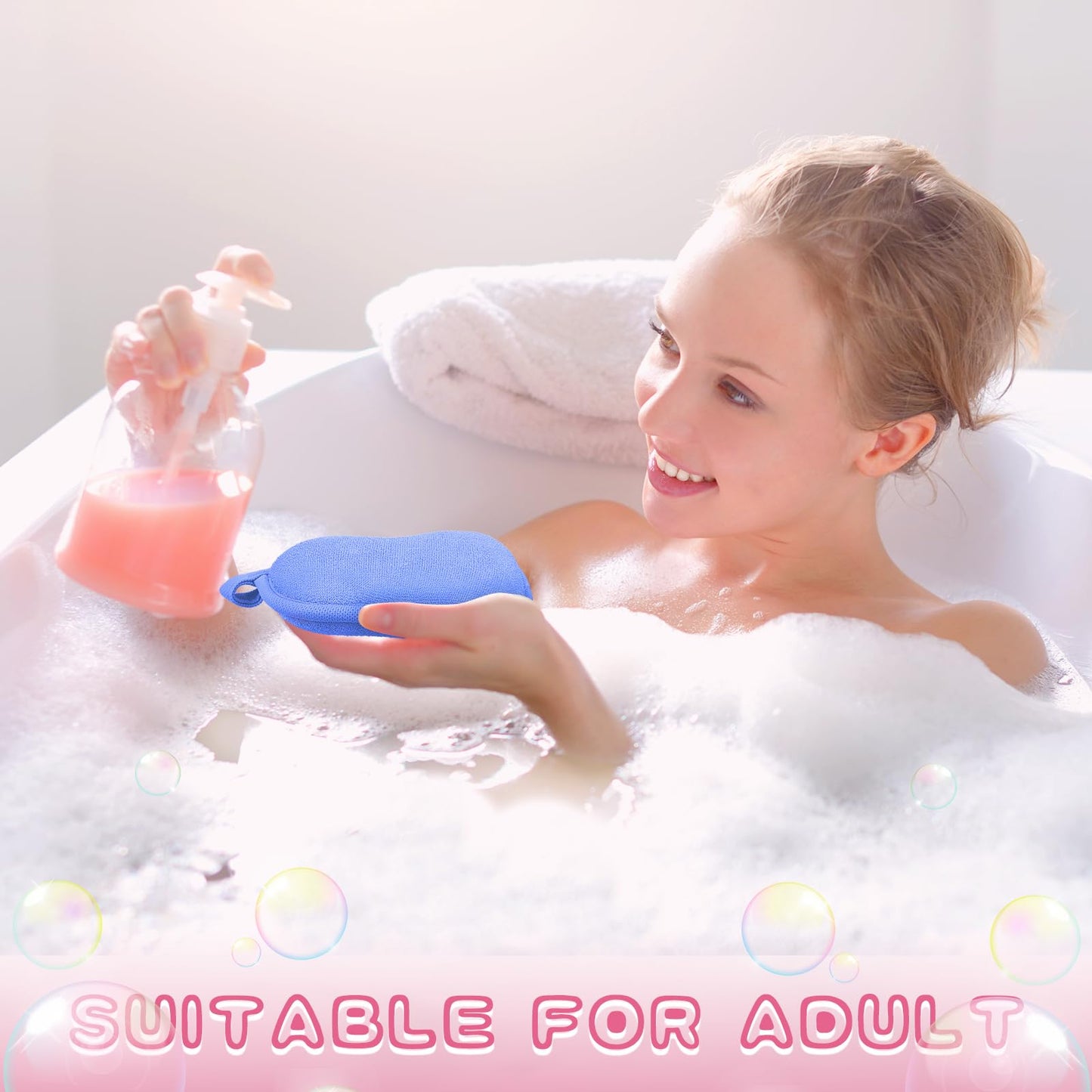 Tatuo 4 Pieces Baby Bath Sponge Cotton Baby Sponge Toddler Soft and Absorbent Loofah for Kids Babies Men Women(Pink,Blue)