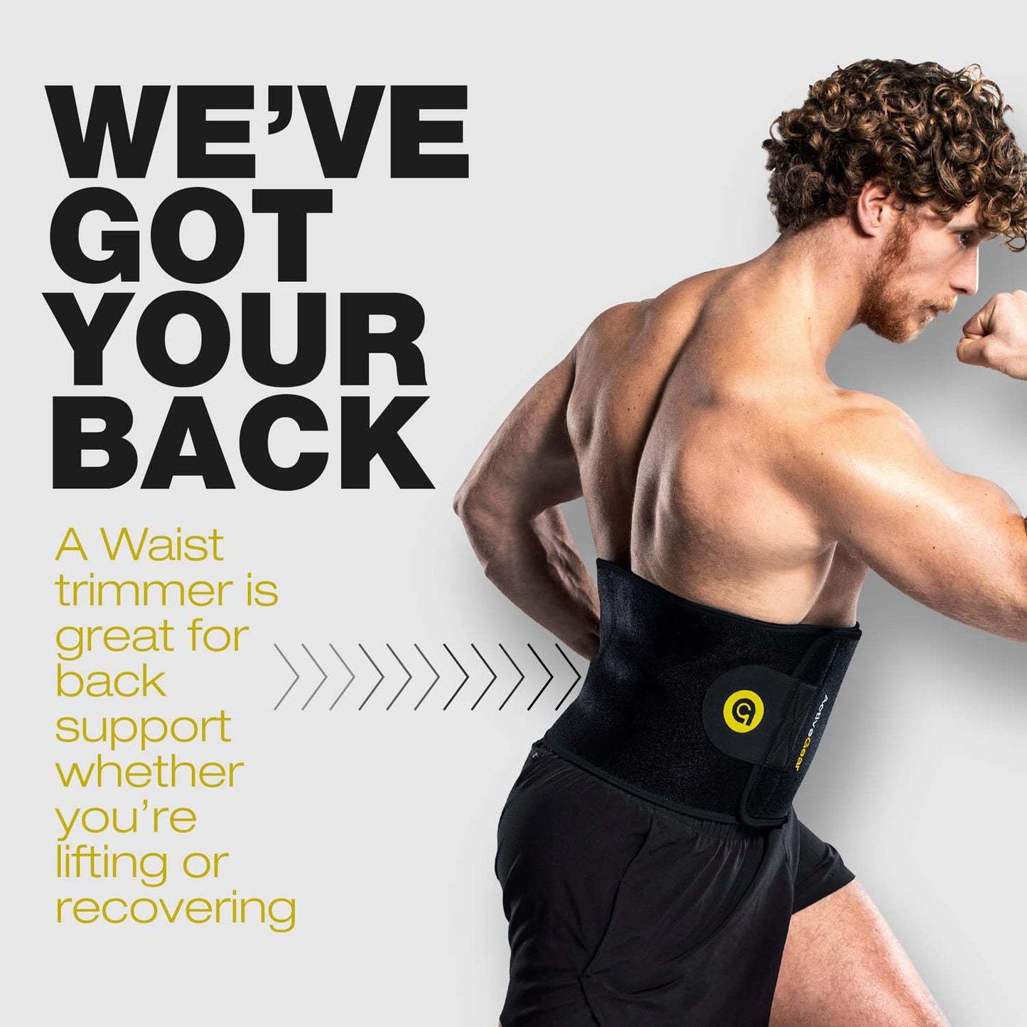 ActiveGear Waist Trimmer Belt for Stomach and Back Lumbar Support, Medium: 8" x 42" - Yellow