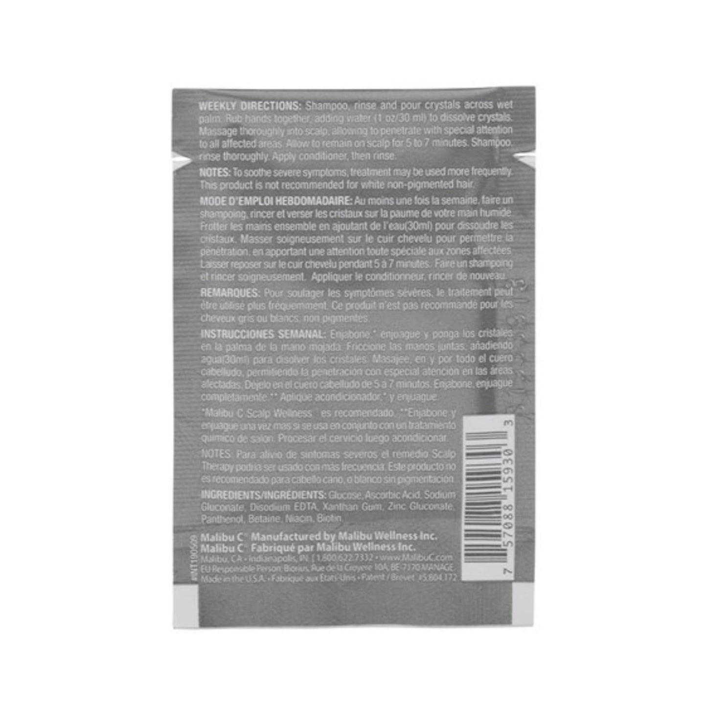 Malibu C Scalp Therapy Wellness Remedy – Dry Scalp Treatment to Soothe and Moisturize Dry Skin with Vitamin C and Zinc Gluconate – Restores Manageability (12 Packets)