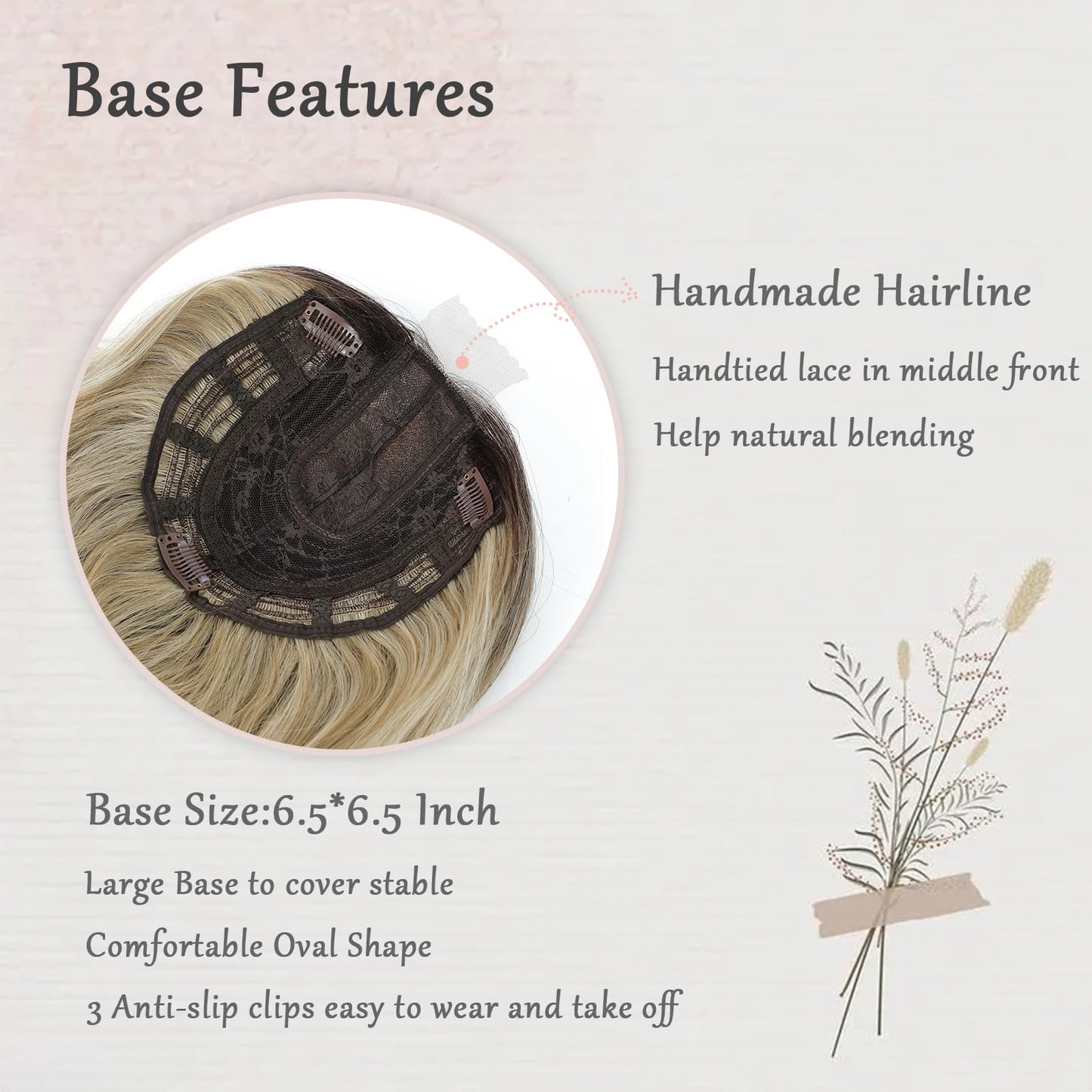 Hair Toppers for Women, 360° 3D Toppers Hair Pieces for Women, 20 Inch Long Curly Hair Topper with Side Bangs,