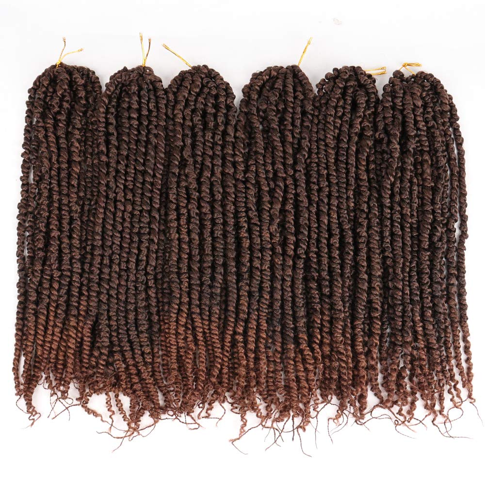 Pre-twisted Passion Twist Hair 18 Inch Pre Looped Passion Twist Crochet Hair for Women 6 Packs Afro Kinky Spring Twist Synthetic Crochet Braids Hair Extension (18Inch,T30)