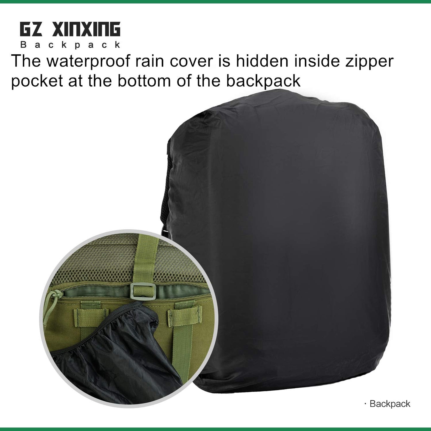 GZ XINXING 3 Day Large Assault Pack Military Tactical Army Molle Rucksack Backpack Bug Out Bag Hiking Daypack (GREEN)