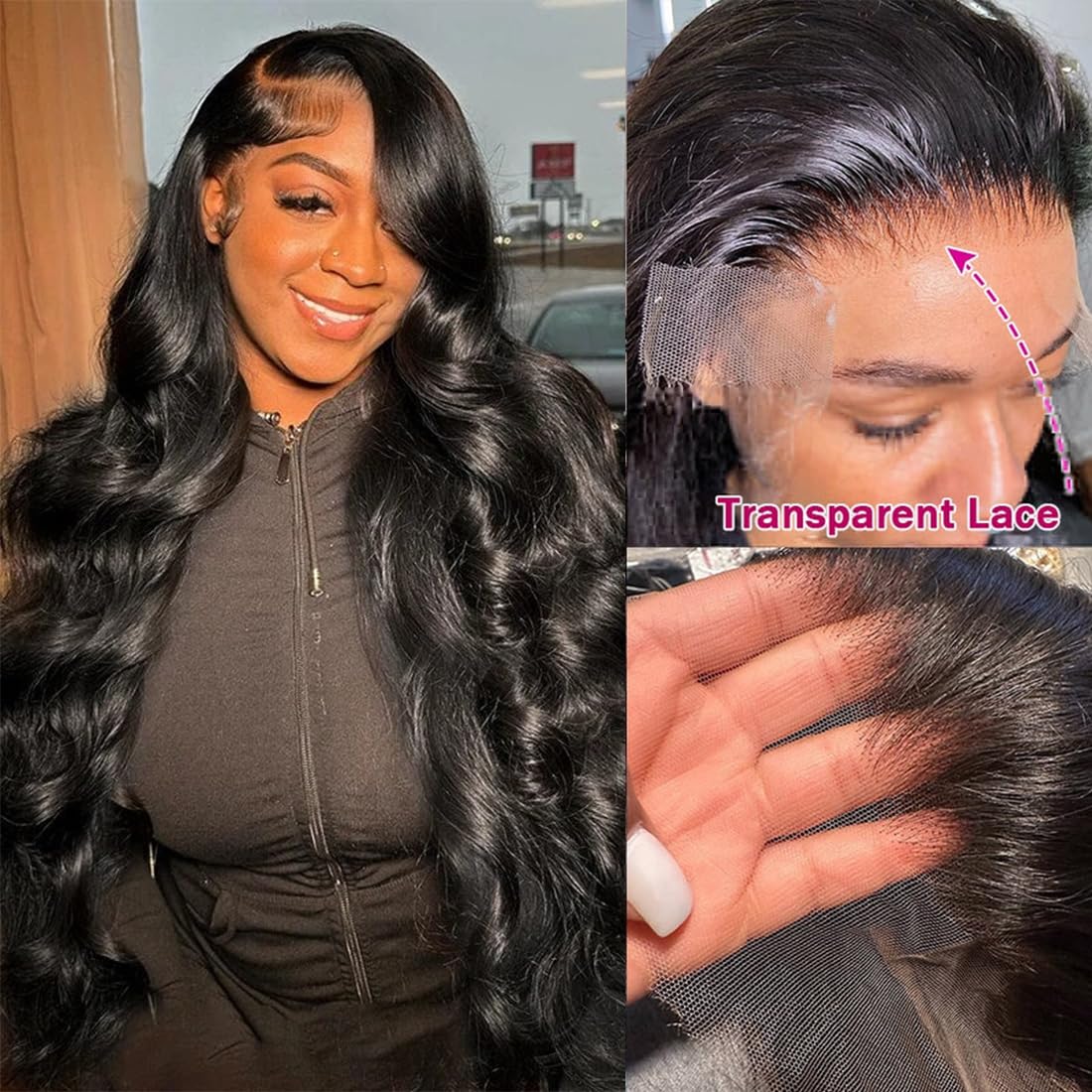 26 Inch 13x6 Body Wave Lace Front Wigs Human Hair Pre Plucked HD Transparent Lace Frontal Glueless Wigs Human Hair with Baby Hair for Women