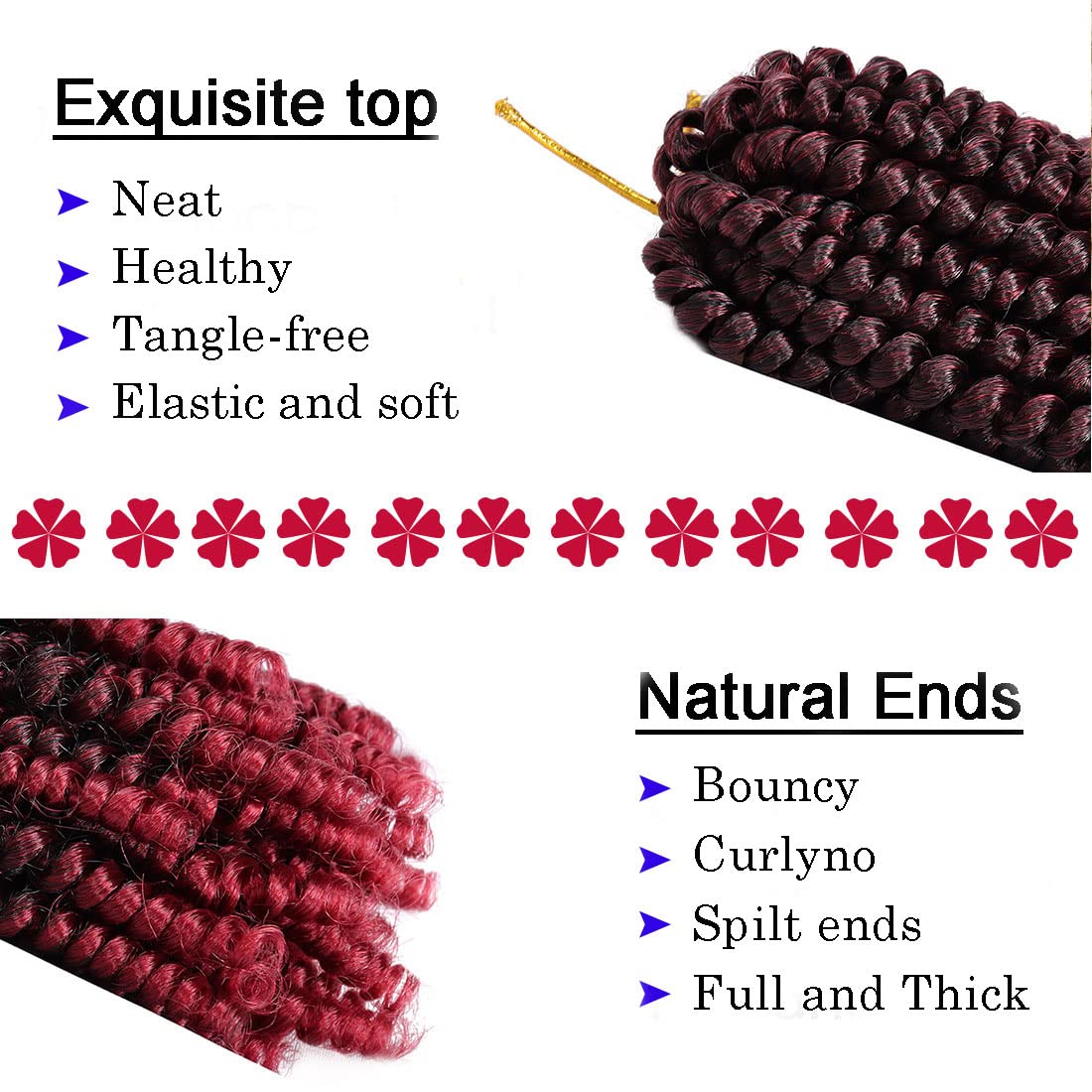 6 Packs Spring Twist Braiding Hair Spring Twists Bomb Twist Hair Synthetic Fiber Fluffy Twist Crochet Braids Low Temperature Twist Crochet Hair for Women Braiding Hair(8inch,T1B/BUG)