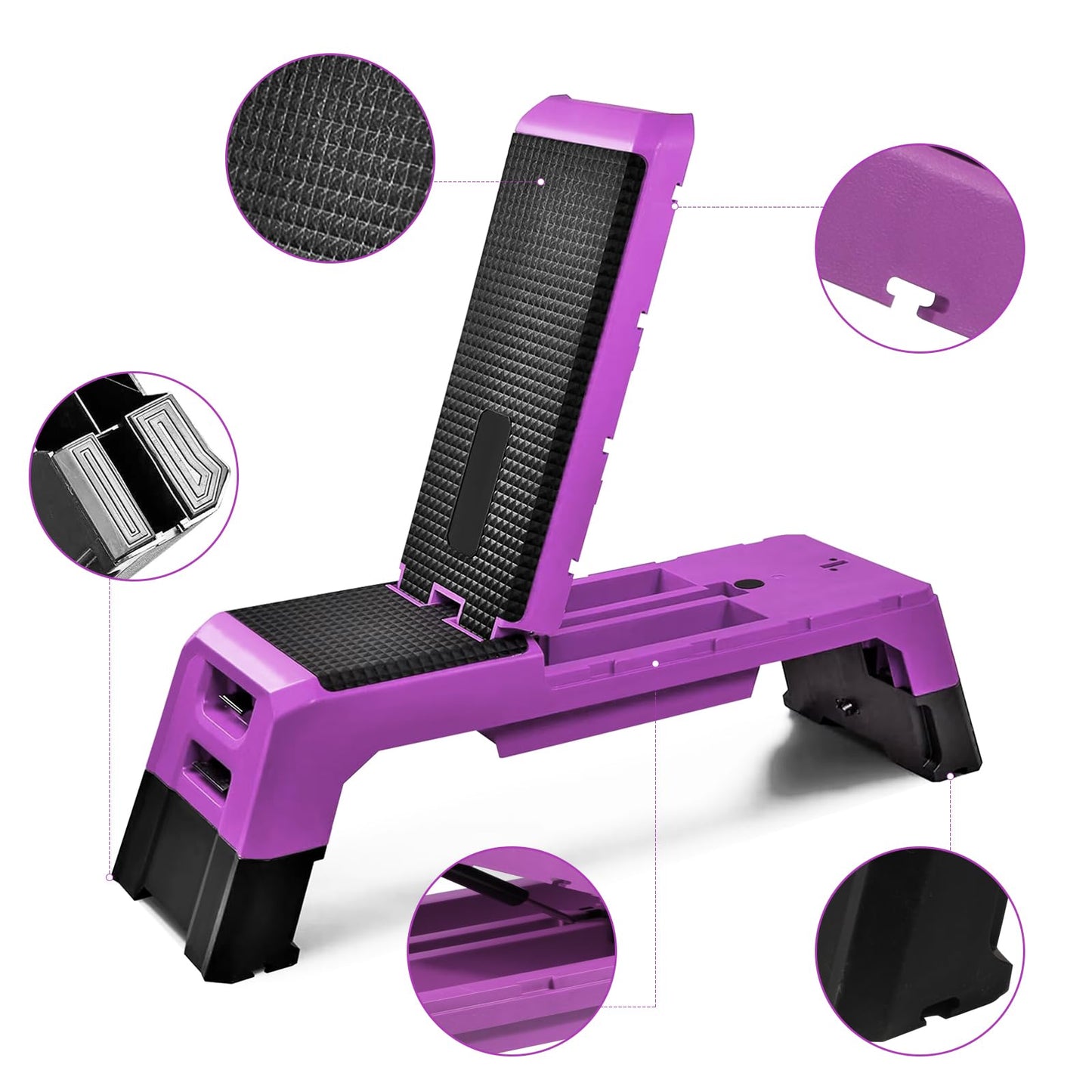 Modern-Depo Step Platform Cardio Exercise Equipment Workout Fitness Aerobic Deck Stepper with Resistance Bands Home Gym Adjustable Trainer Balance Board Dumbbell Bench
