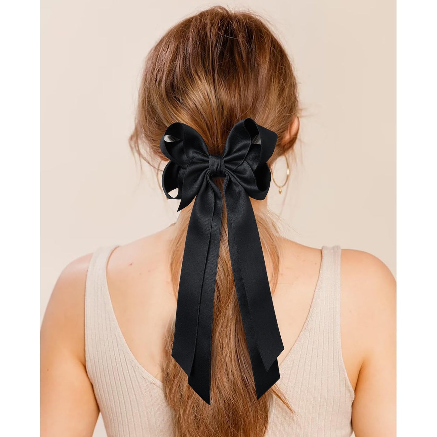 2PCS Hair Bows for Women Hair Clip Black White Hair Ribbon Accessories Slides Metal Clips Hair Bow for Women Girls Toddlers Teens Kids