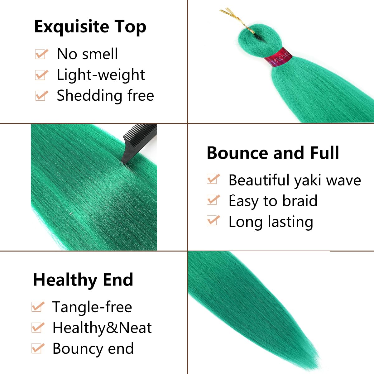 Green Braiding Hair Pre Strethched Silky Braid Hair Extensions, 100% Synthetic Itch Free Hair for Braiding Crochet Twist Hair Braid Extensions Yaki Texture(28''-3packs, green)