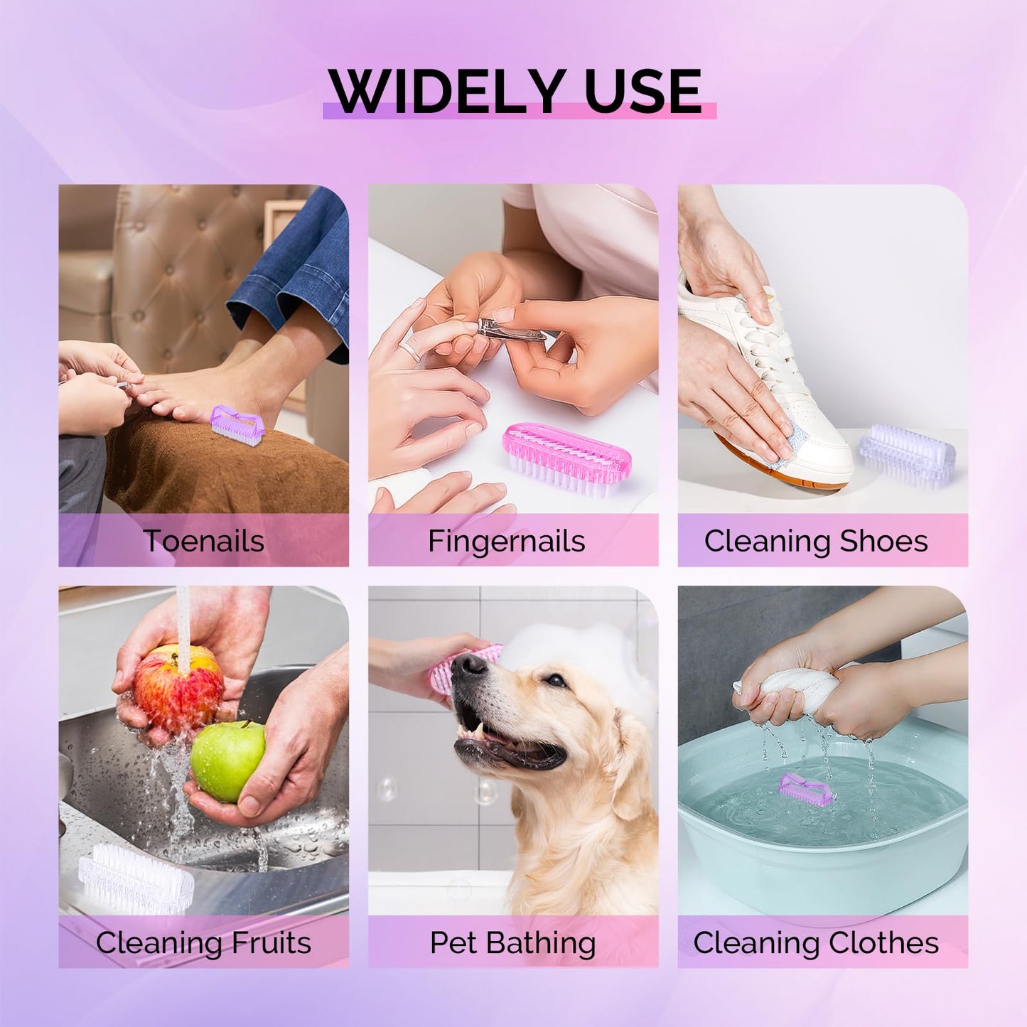 Melodysusie All in One Nail Brush Set, 3 Pack Nail Brushes for Cleaning Fingernails, Nail Dust Brush and Cleaner Scrubbing Set Manicure Pedicure Tools for Men and Women