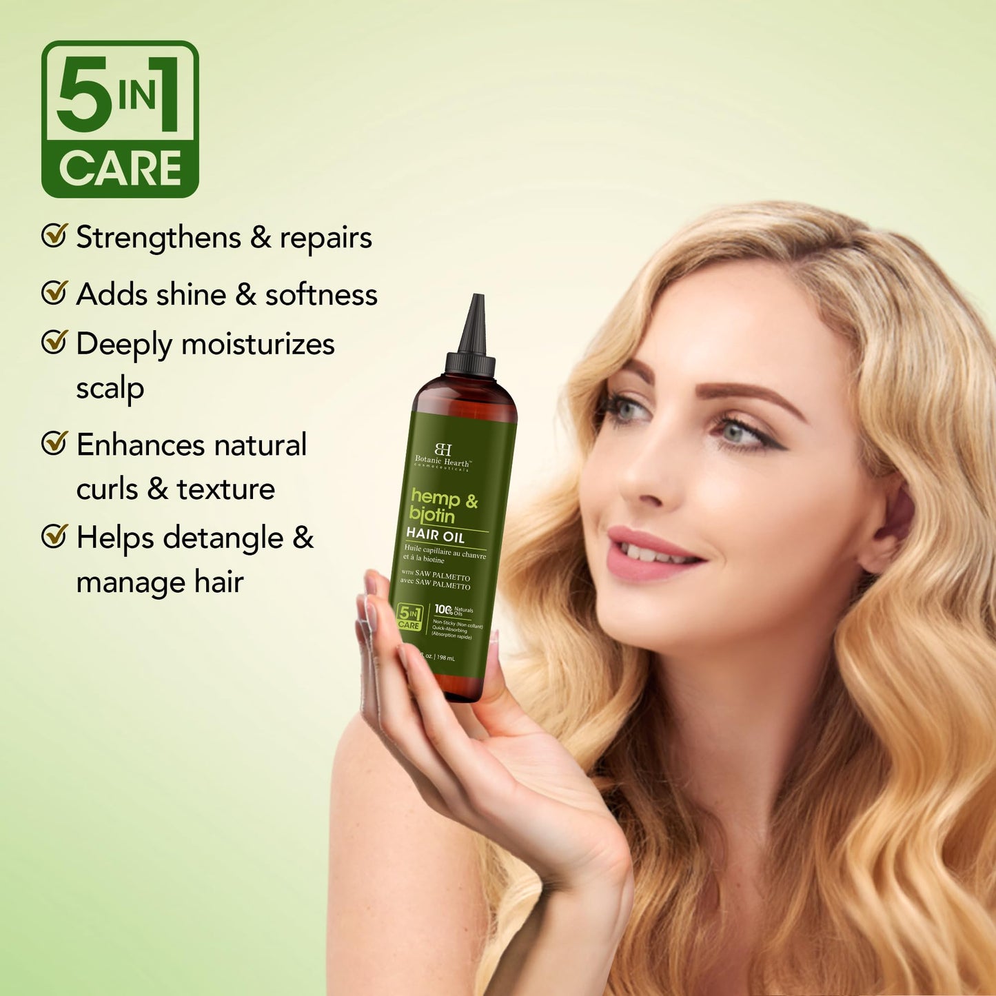 Botanic Hearth Hemp & Biotin Hair Oil (6.7 fl oz) | Nourishing and Strengthening Hair Treatment for Thicker, Healthier-Looking Hair | Paraben Free | Suitable for All Hair Types