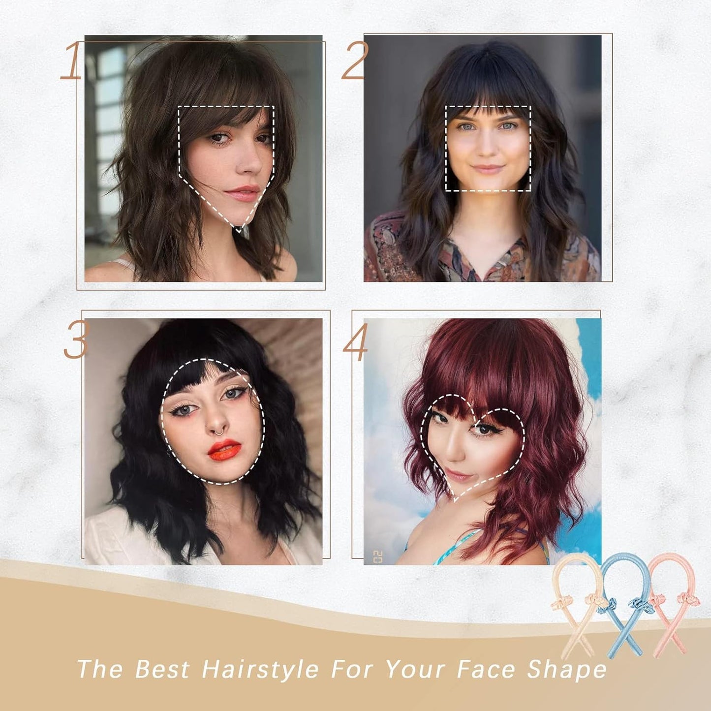 Nnzes Ombre Silver Wig with Bangs for Women White Bob Wavy Charming Synthetic Wigs with Natural Shoulder Length Curly Heat Resistant Hair for Daily Party Use