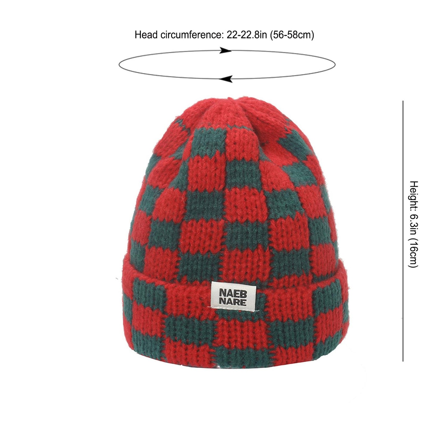 Cuffed Knit Beanie Hats for Men Women Checkerboard Plaid Womens Hat Stretch Winter Beanies Skull Cap Slouchy Warm Ski Caps Unisex