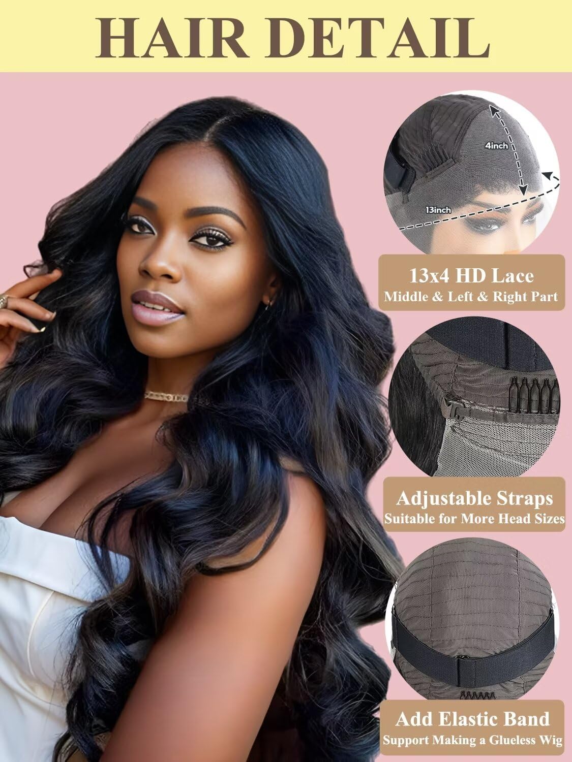 28 Inch Body Wave Lace Front Wigs Human Hair Pre Plucked 180% Density 13x4 Transparent HD Lace Front Wigs for Women Glueless Frontal Wigs with Baby Hair Natural Black Human Hair Wig
