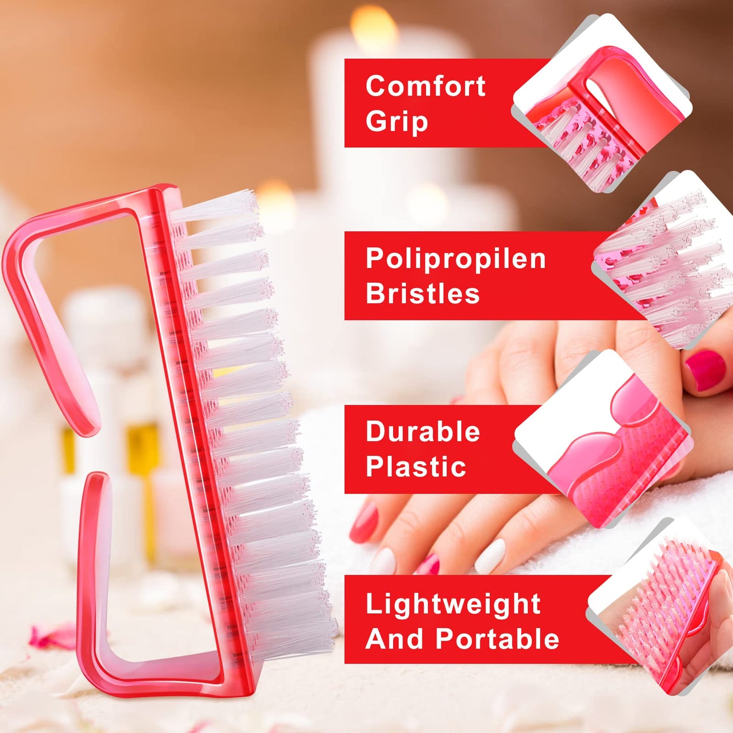 12Pcs Handle Grip Nail Brush, HOFASON Nail Brush for Cleaning Fingernails Manicure Scrub Hand Brushes to Cleaner Under Nails, Nail Cleaning Brush Pedicure Scrubbing tool Use for Foot Toenail Women Men