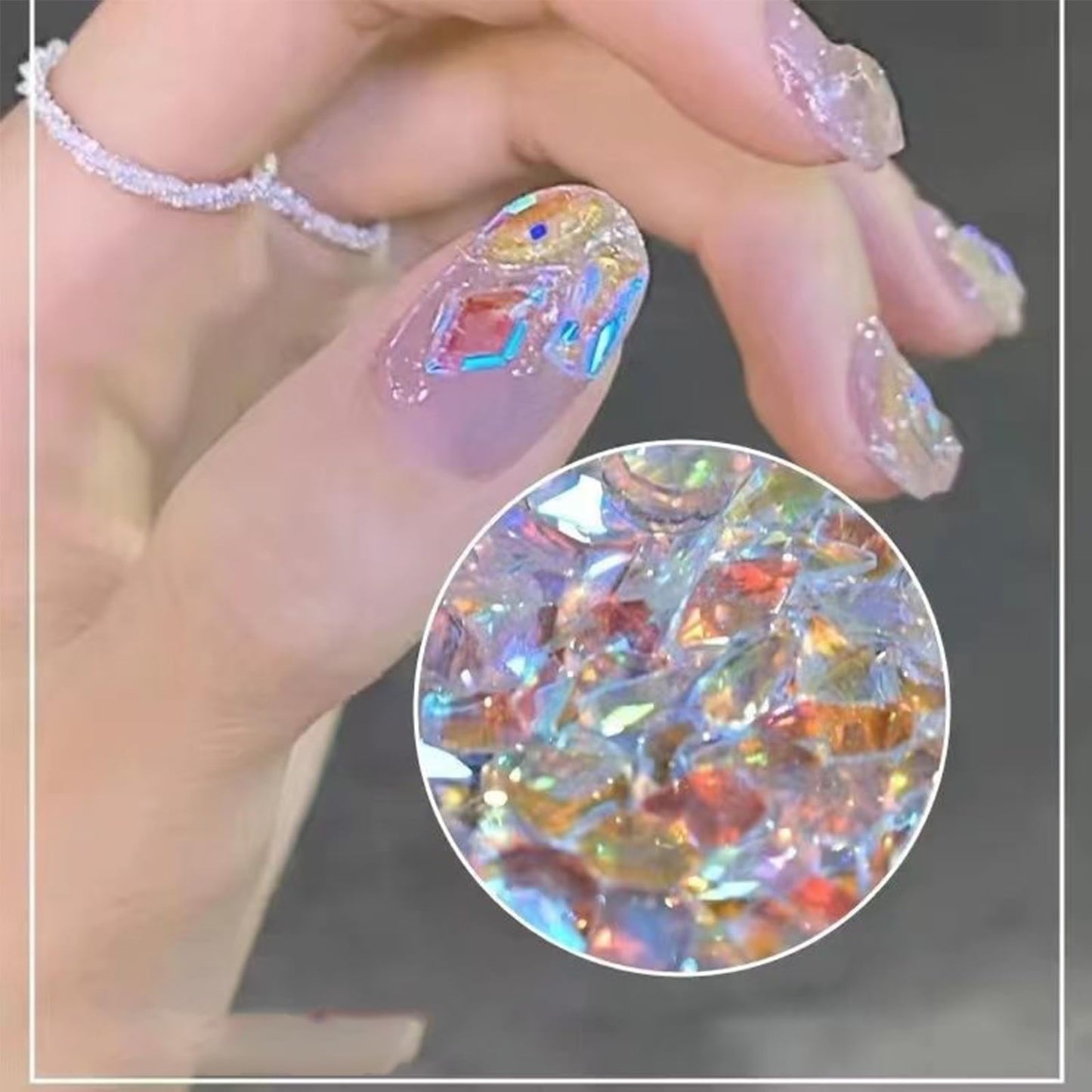 200PCS Aurora Nail Art Rhinestones Multi Shapes Mix 3D Glass Crystal Nail Gems Nail Charms Craft Heart Bear Star Irregular Iridescent Clear Nail Rhinestone Diamonds for Women Girls DIY Nail Art Design