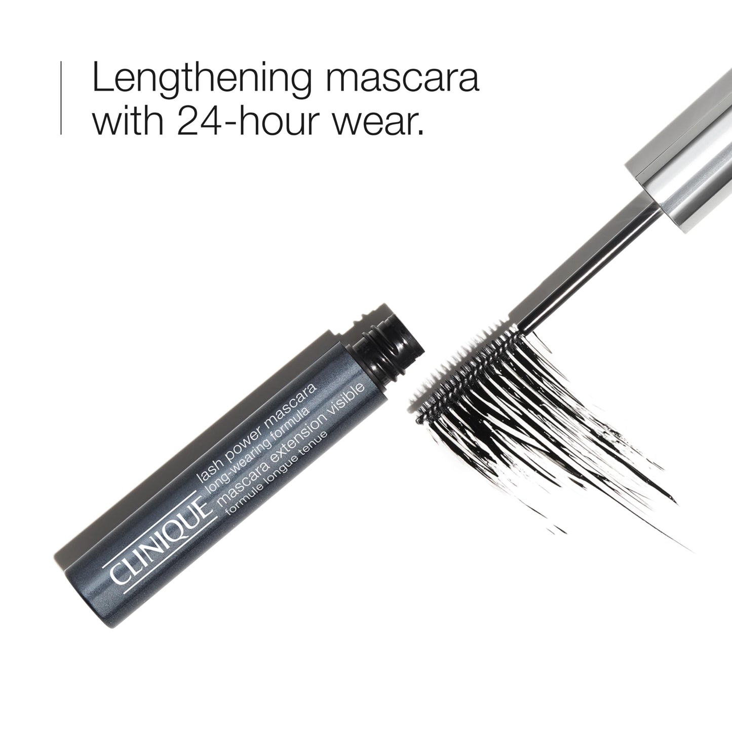 Clinique Lash Power Tubing Mascara Long-Wearing Formula | Lengthening, Smudge-Proof + Safe for Sensitive Eyes, Black Onyx, 0.21 Fl Oz