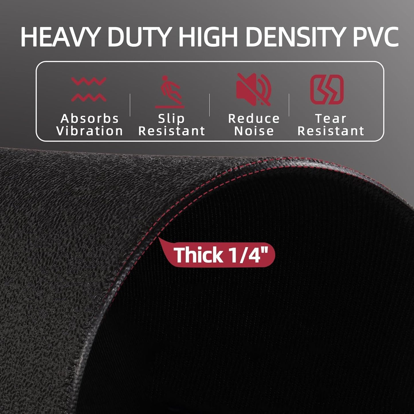 Fitvids High Density Home Gym Treadmill Exercise Bike Equipment Mat, 1/4" Thick, 30" x 60" (2.5 x 5FT)