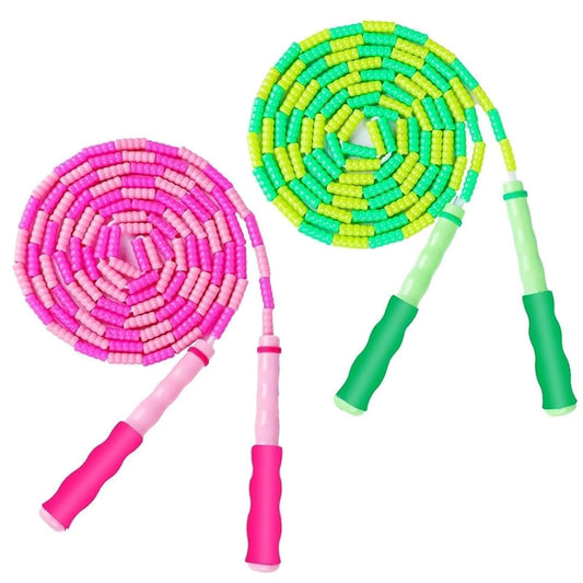 GRAWUN Jump Rope For Kids, Soft Beaded Jump Rope, Adjustable Length Tangle-Free Segmented Soft Beaded Skipping Rope，for Women, Men and Kids Keeping Fit, Workout and Weight Loss（2 PACK）