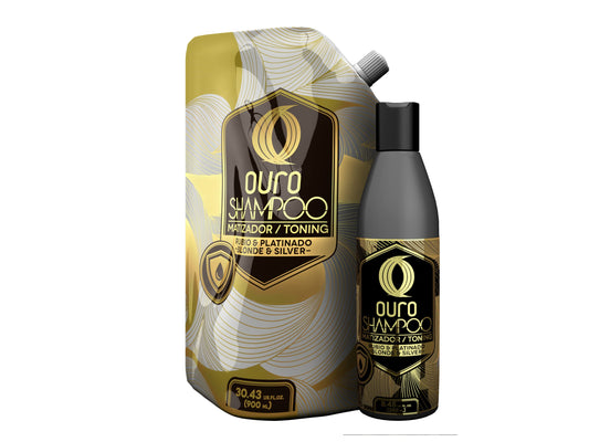 Ouro Shampoo Toning Nuance Silver Blonde Hair Treatment | Champu Matizador Para Cabellos Rubio o Matizante Canoso (Bottle+Refill 38.8oz-1150ml)