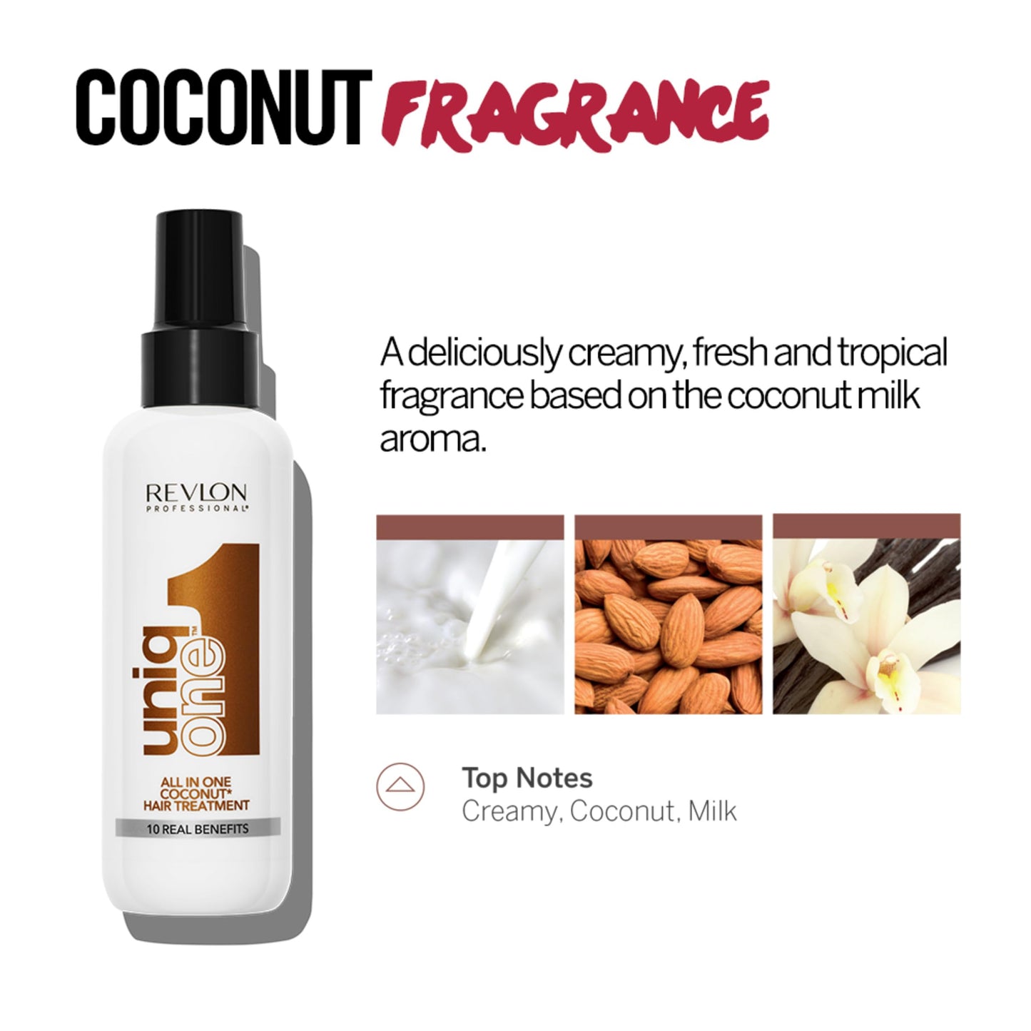 REVLON PROFESSIONAL UniqOne Hair Treatment, Moisturizing Leave-In Product, Repair For Dry and Damaged Hair, Promotes Healthy Hair, Coconut Fragrance, 5.1 Fl Oz (Pack of 1)