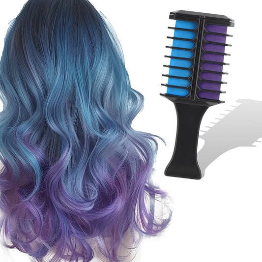 Hair Chalk for Kids Girls, Blue Purple Temporary Hair Color Dye, Washable Hair Chalk Comb - Kids Hair Dye Makeup For Party Halloween Christmas Birthday Cosplay Festivals