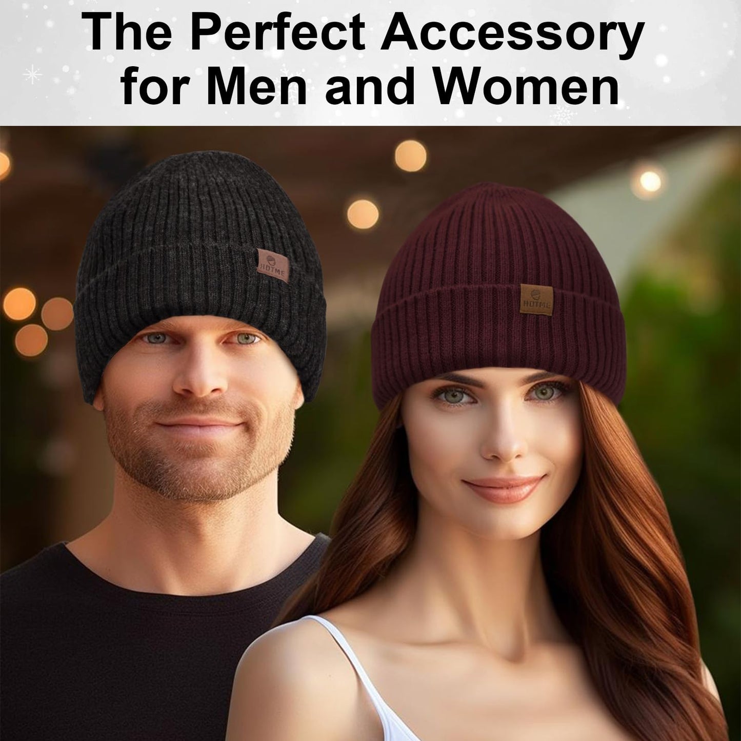 Oversized XL XXL Unisex Merino Wool Beanie with Fleece Lining Cold Weather Winter Hat Big Head Black