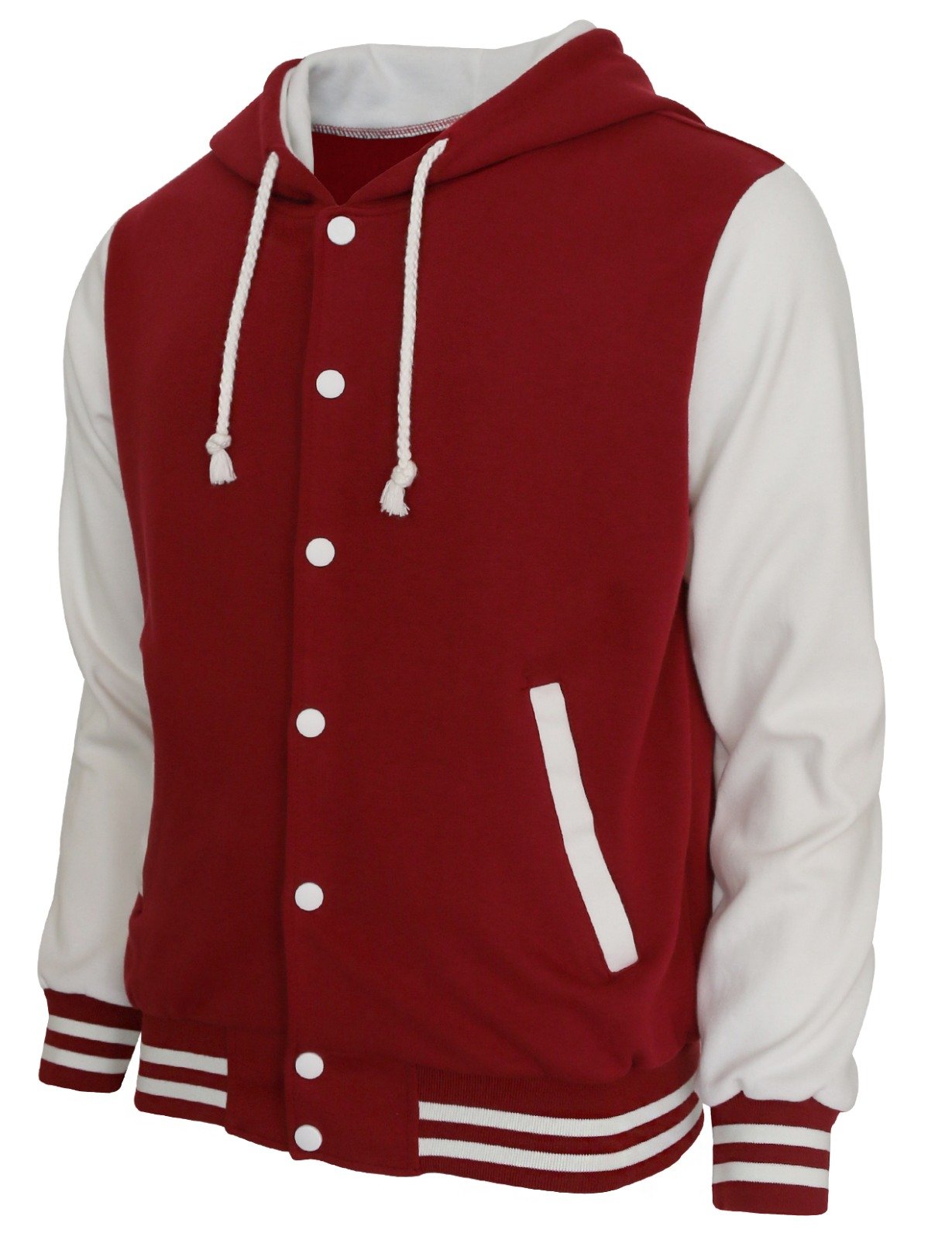BCPOLO Hoodie Baseball Jacket Varsity Baseball Jacket Cotton Letterman Jacket Brown-White-XL