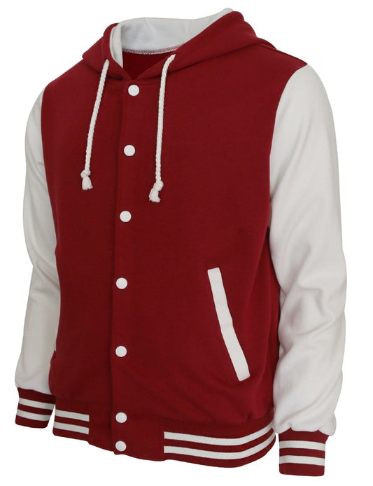 BCPOLO Hoodie Baseball Jacket Varsity Baseball Jacket Cotton Letterman Jacket Brown-White-XL