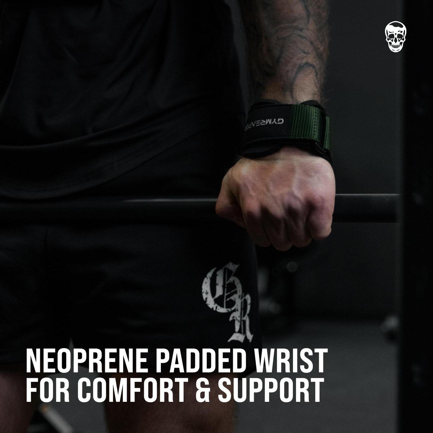 Gymreapers Weight Lifting Grips (Pair) for Heavy Powerlifting, Deadlifts, Rows, Pull Ups, with Neoprene Padded Wrist Wraps Support and Strong Rubber Gloves or Straps for Bodybuilding (Green, Small)
