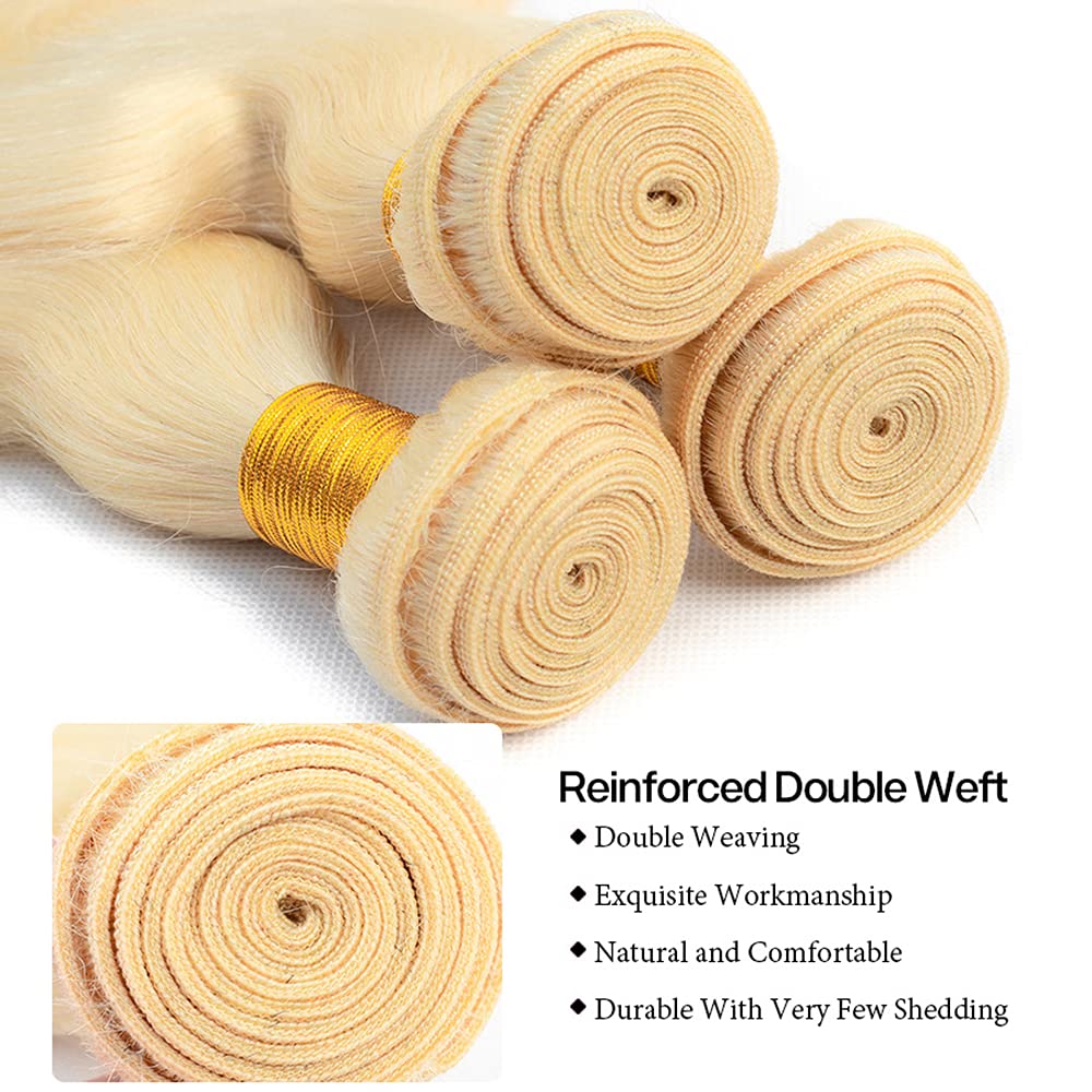 32 32 32 Inch 613 Body Wave Bundles Human Hair 613 Blonde Human Hair Bundles 8A Grade Brazilian Virgin Remy Hair 3 Bundles Honey Blonde Body Wave Bundles Hair Extensions