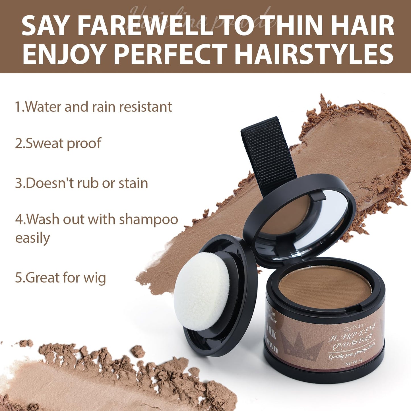 2 Pack Hairline Powder for Women and Men, Used to Root Touch Up Hair Color, Thinning and Gray Hair Coverage and Bald Spots Coverage, Brown