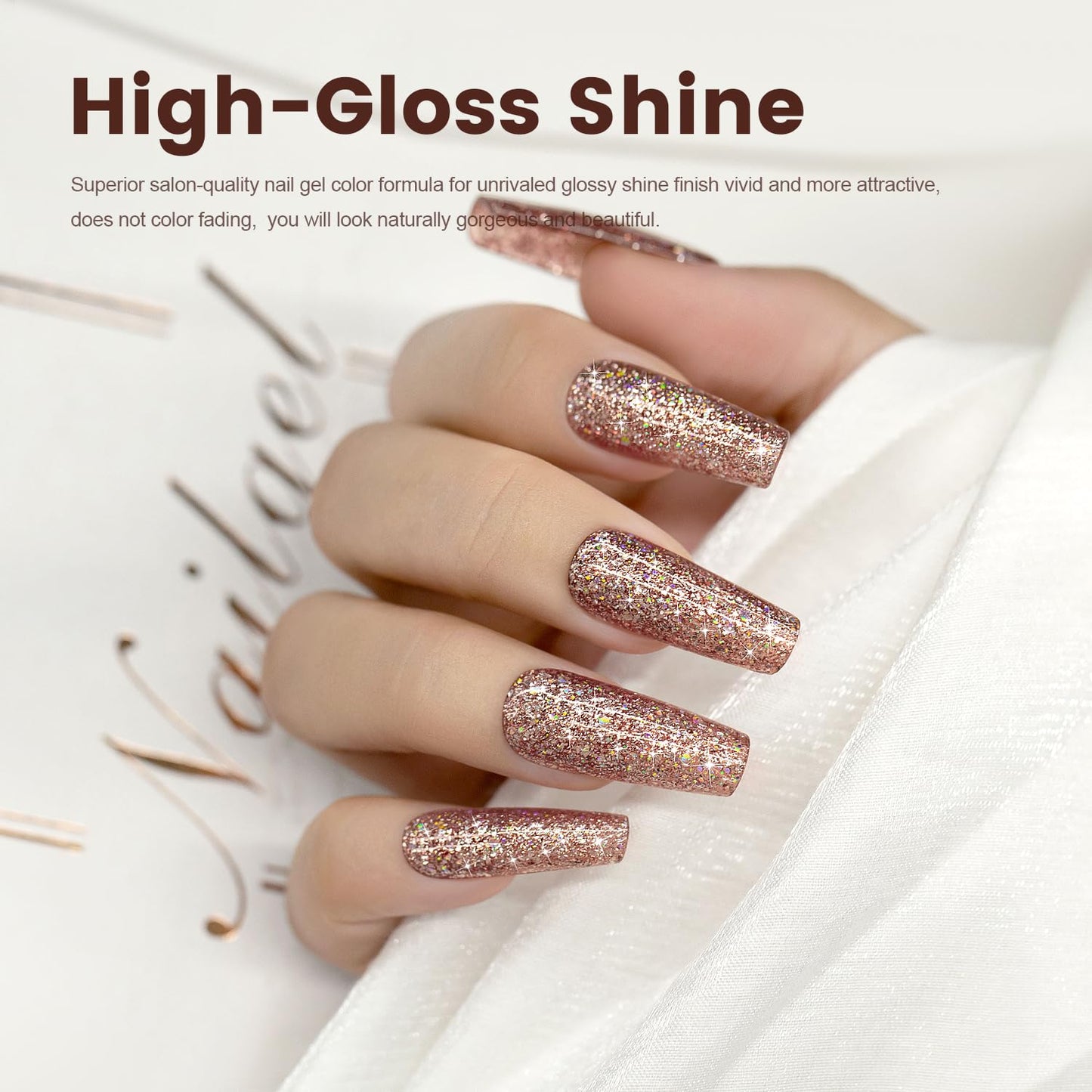 RARJSM Pink Glitter Gel Nail Polish Metallic Pink Diamond Gel Polish Sparkly Chunky Iridescent Rainbow Platinum Pigments Nail Gel Polish Soak off Led UV Curing Required for Nail Art Salon Manicure
