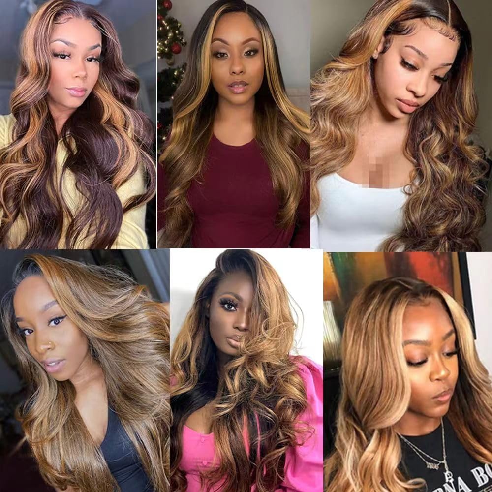 Habiliana Bundles Human Hair Body Wave Human Hair Bundles T1B/4/30 Omber Natural Chocolate Brown Human Hair Bundles Unprocessed Brazilian Virgin Hair Bundles Human Hair for Black Women