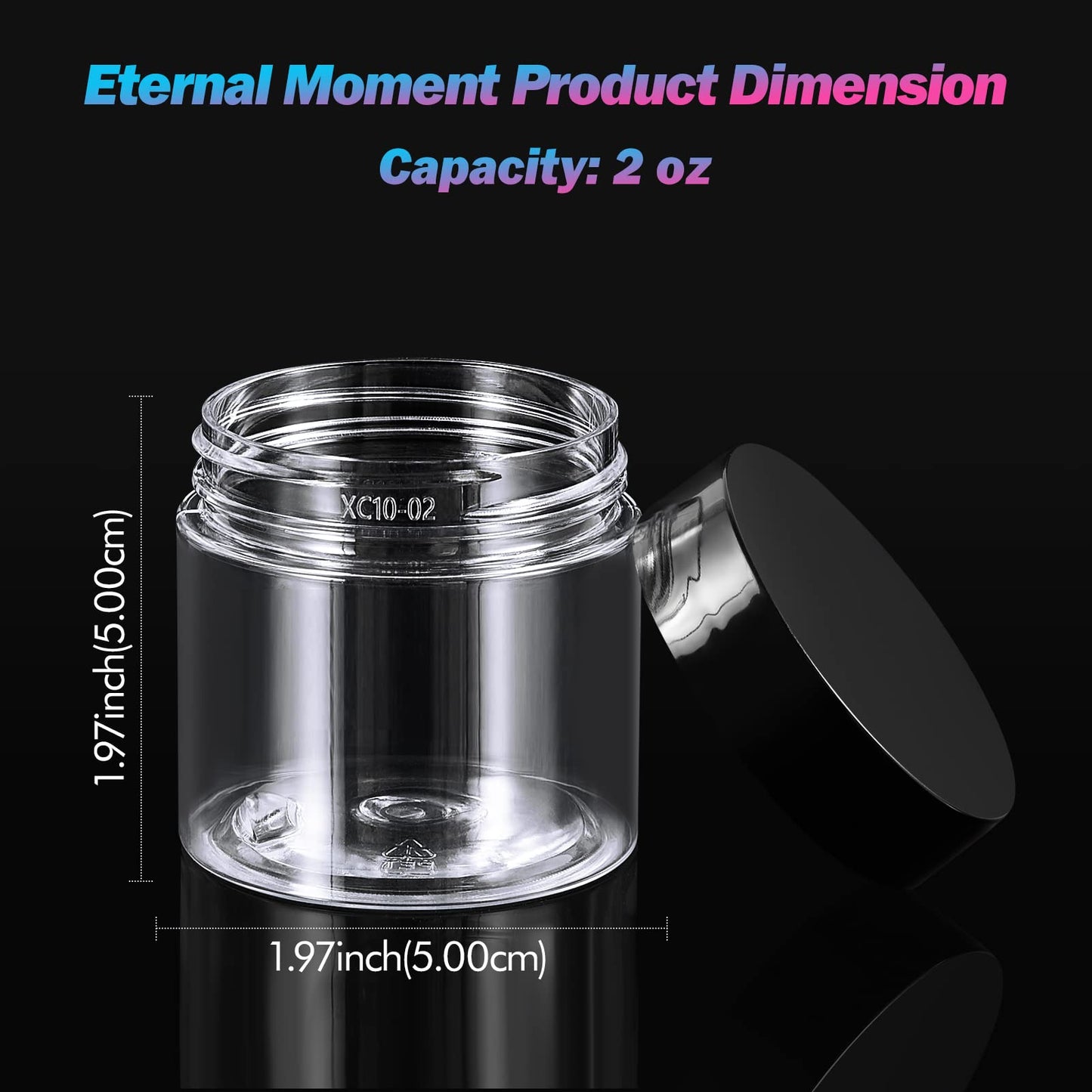 36 Pack 2 OZ Plastic Jars Round Clear Cosmetic Container Jars with Lids, Eternal Moment Plastic Slime Jars for Lotion, Cream, Ointments, Makeup, Eye shadow, Rhinestone, Samples, Pot, Travel Storage
