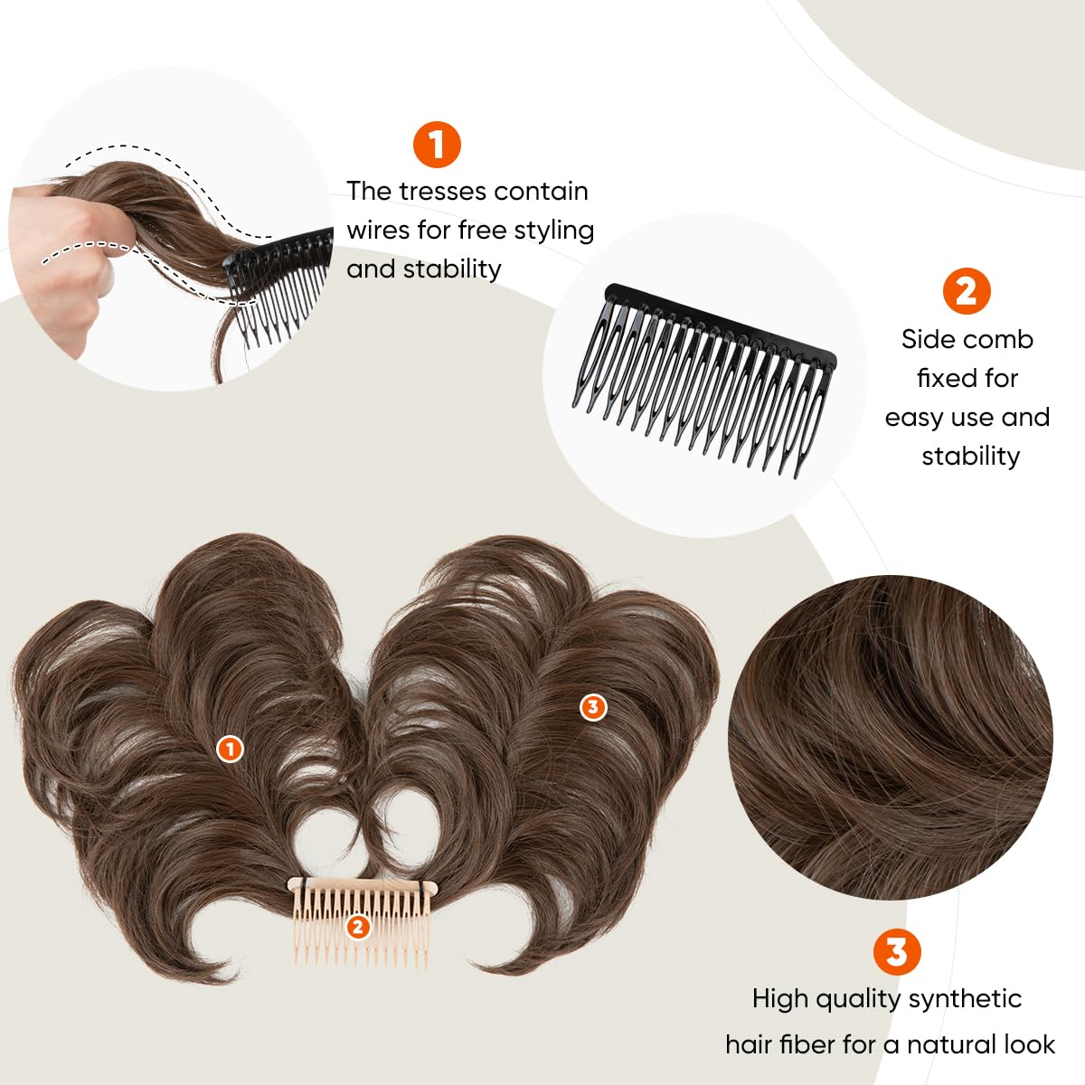 YOUNGWAYS Messy Bun Hair Piece Side Comb Clip in Hair Bun Hairpiece for Women Short Natural Straight Versatile Adjustable Styles Easy Hair pieces (Golden Blonde/Beach Blonde-C)