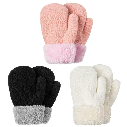 3 Pack Baby Mittens for Toddler Girls Boys, 2 Size Winter Mitten Gloves for Baby Infant Newborn Kids, Unisex Warm Fleece Lined Gloves Hand Mittens for Cold Weather-03