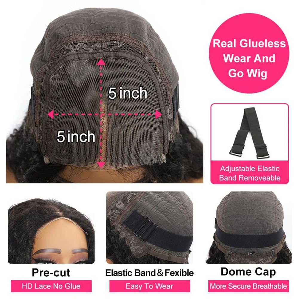 20 Inch 5x5 Body Wave Human Hair Wig 180% DensityWear and Go Glueless Wigs HD Lace Closure Wigs Human Hair Body Wave Lace Front Wigs Glueless Wigs Human Hair Pre Plucked Pre Cut