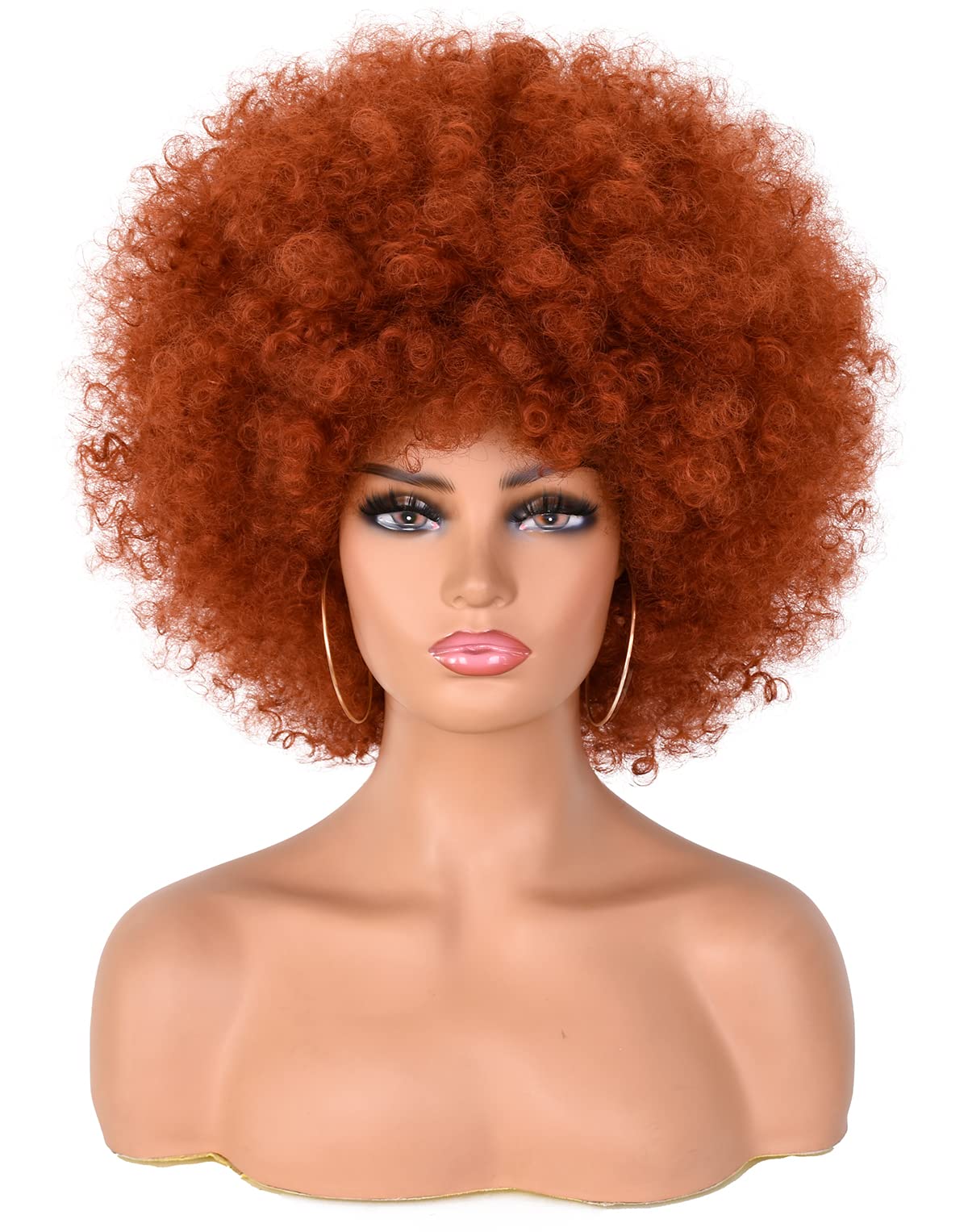 ANNISOUL Afro Wigs for Black Women Short Curly Afro Kinky Wig 70s Bouncy Huge Fluffy Puff Wigs Premium Synthetic for Cosplay and Daily