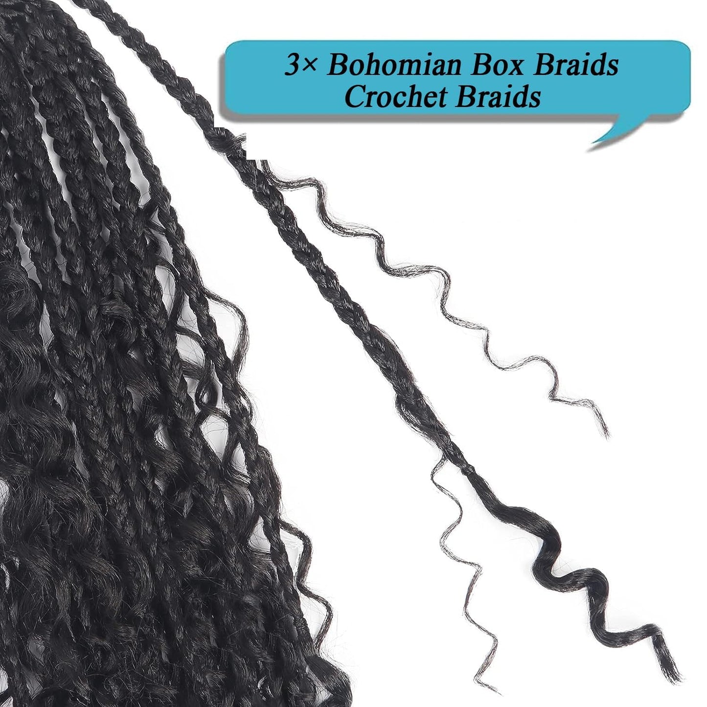 Goddess Box Braids Crochet Hair With Curly Ends 8 Packs-14 Inch Crochet Hair for Black Women Bohomian Crochet Box Braids (Black, 14inch)