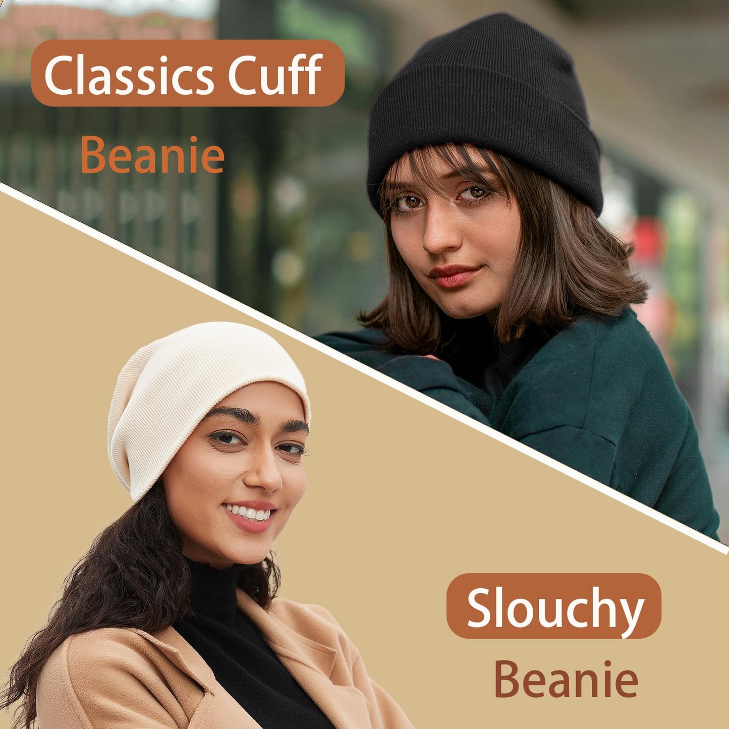choshion 100% Cotton Beanie Hats for Women Men Winter Soft Warm Knit Cuffed Hats Fisherman Beanie Skull Cap Unisex