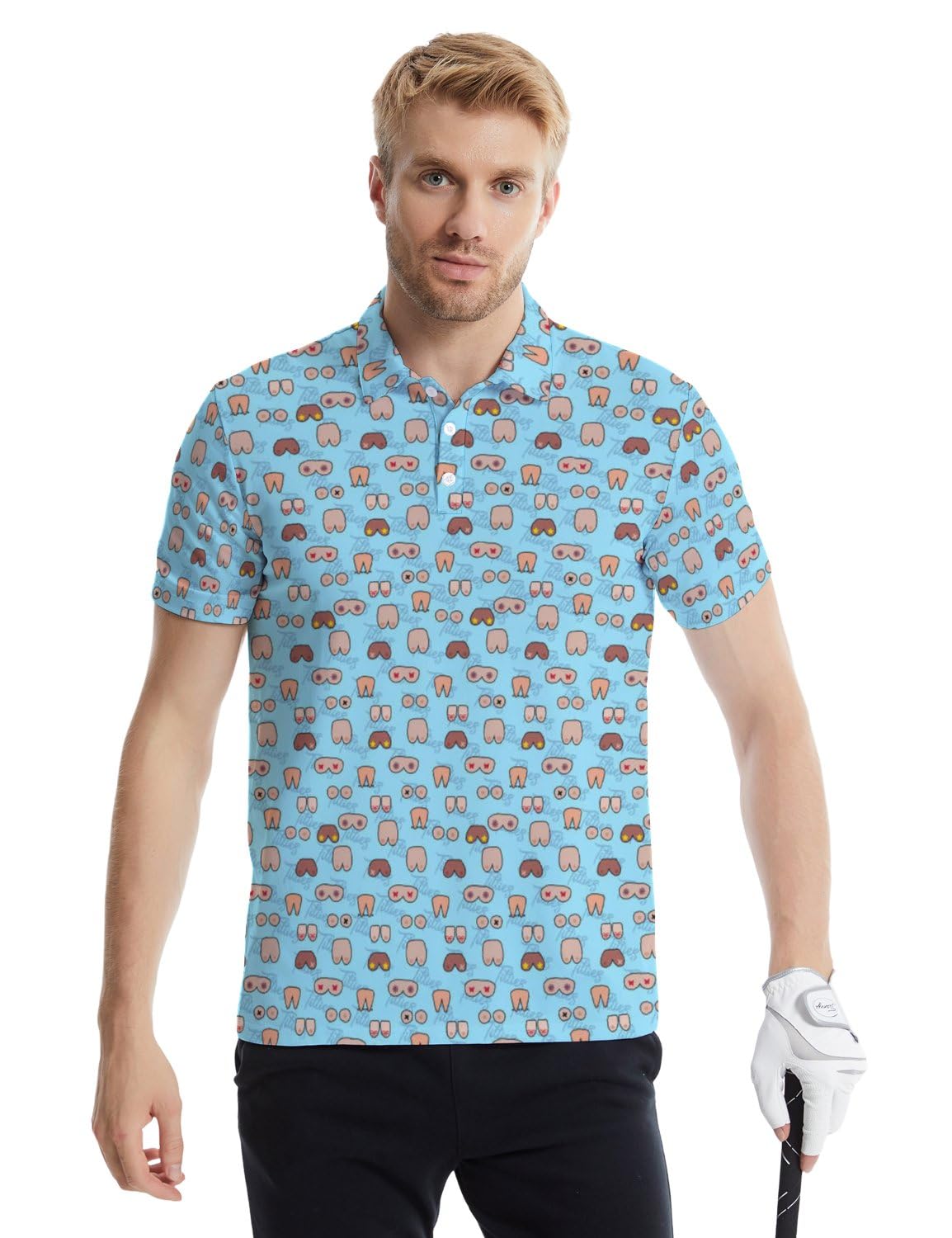 MSCPZH Golf Shirts for Men Fun Golf Polo Shirts for Men Short Sleeve Polo Shirts Golf Mens Polo