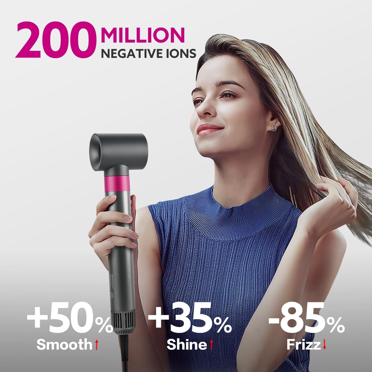 Hair Dryer Brush, webeauty 5 in 1 One Step Professional Hot Air Brush Set for Fast Drying, Curling Drying, Straightening Combing, Hair Styler [Ceramic Coating] [Negative Ion] 110000 RPM (Red)