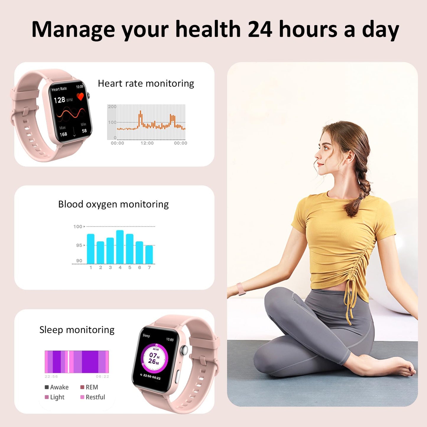 Blackview Smart Watches for Women(Make and Answer Calls),1.85''HD Screen Fitness Tracker Watch,100+ Sport Modes,SpO2/Heart Rate/Sleep Monitor for Android iPhone